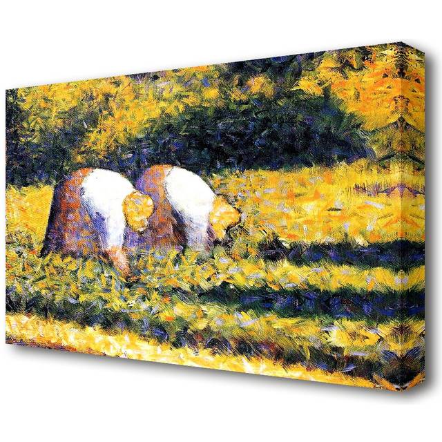 'Farmers at Work' by Georges Seurat Painting Print on Canvas (66 cm H x 101.6 cm W)