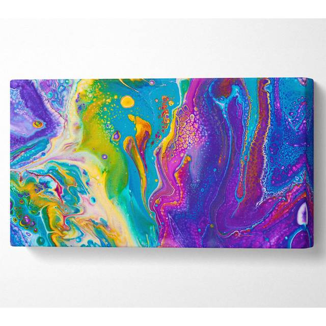 Multicoloured Swirls of Oil Paint - Wrapped Canvas Art Prints (40.6cm H x 81.3cm W)