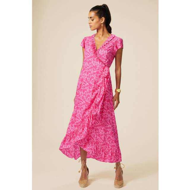 Aspiga Womens Pink Demi Wrap-around Woven Midi Dress M - PINK