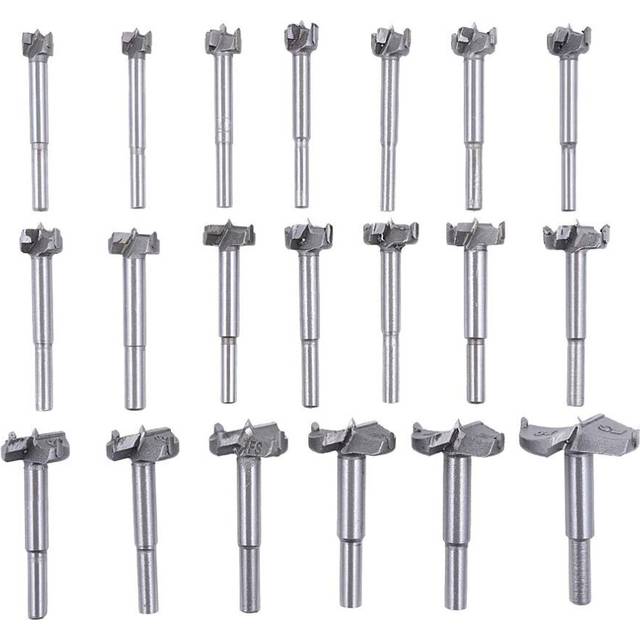 20Pcs Drill Bits,Tungsten Steel Woodworking Hole Saw Set, Wood Cutter Auger Opener Round Shank Drilling Cutting Tool (14mm-50mm)