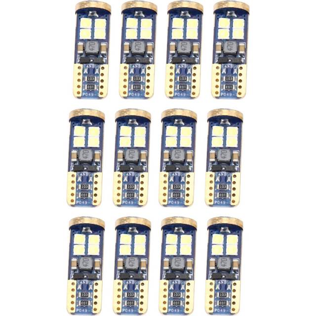 T10 168 LED Car Bulb 12Pcs 194 W5W 12-Smd 3030 Chipset LED Bulbs Canbus for Car Interior Dome Map Cb T10-12Smd-3030