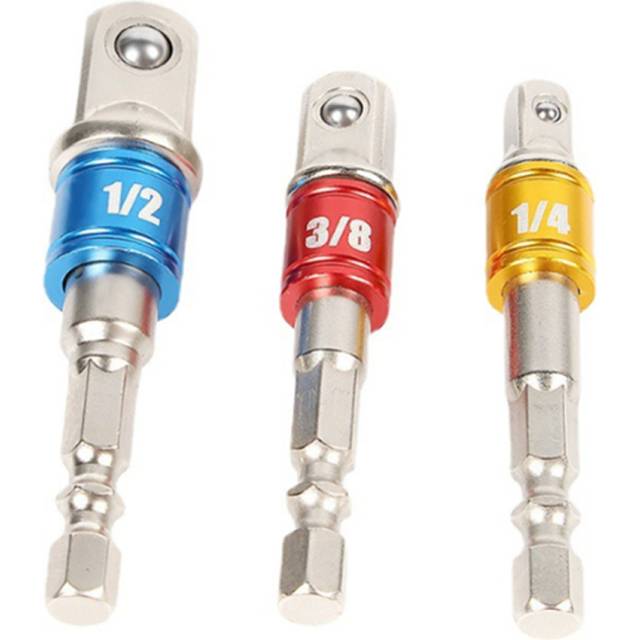 Socket Adaptor Set Driver Hex Shank Drill Bits 1/2 1/4 3/8 Impact Driver