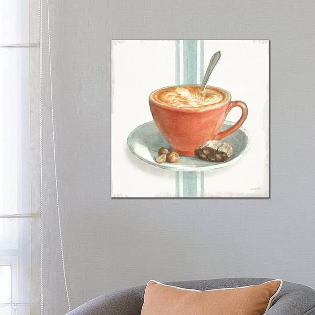 Wake Me up Coffee III with Stripes by Danhui Nai - Wrapped Canvas Painting (66.04cm H x 66.04cm W x 1.91cm D)
