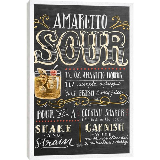 Amaretto Sour Recipe - White Framed Canvas (66.04 cm H x 45.72 cm W)