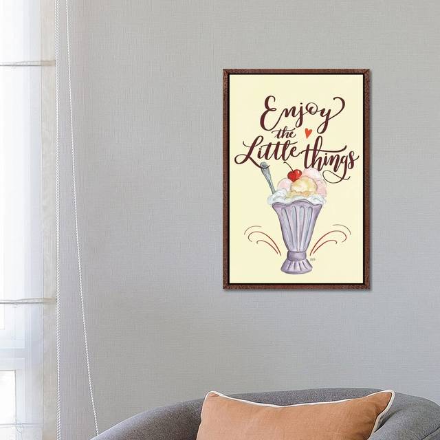 Enjoy The Little Things Icecream - Brown Framed Canvas (66.04cm H x 45.72cm W x 3.81cm D)