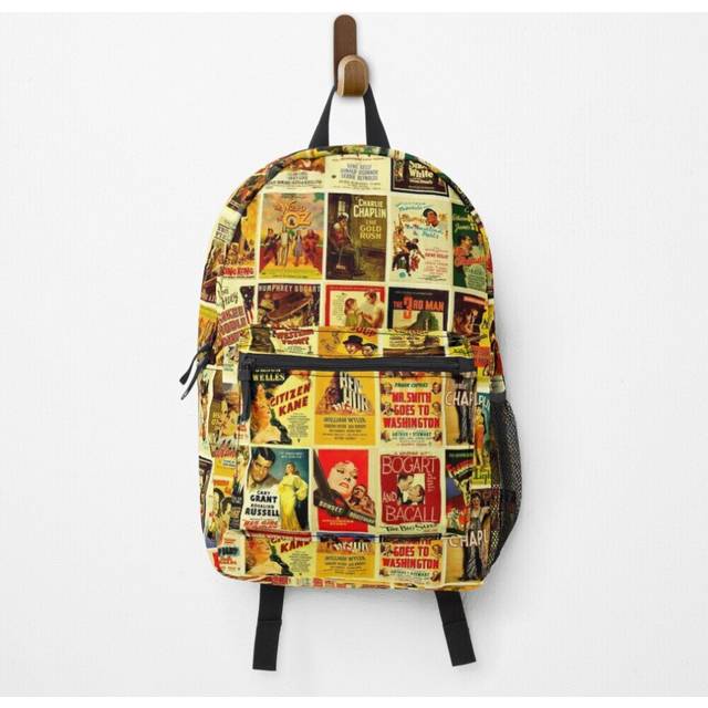"Backpack Vintage Hollywood Classic Movie Posters School Bag Travel 15"""