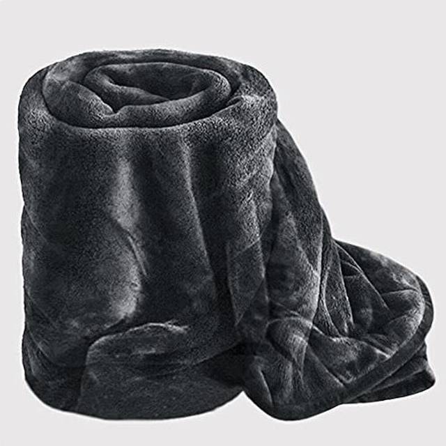 GonZalo GraCia. Dark Grey Charcoal Soft Cosy Soft Touch 400 GSM Winter Warm Faux Fur Reversible Mink Sofa Bed Throw Fleece Blanket (Dark Grey, Ki