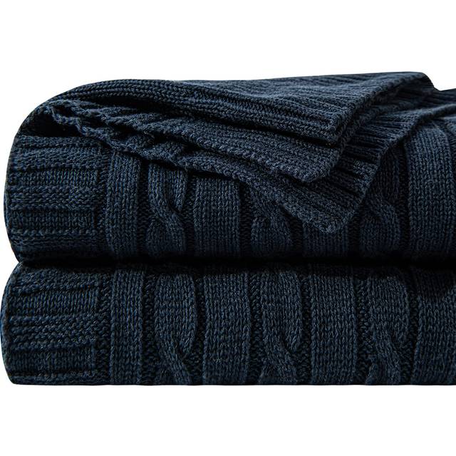 NTBAY 100% Pure Cotton Cable Knit Throw Blanket  Super Soft Warm 51x67 Knitted Throw Blanket for Couch  Sofa  Chair  Bed - Extra Cozy  Machine Washabl