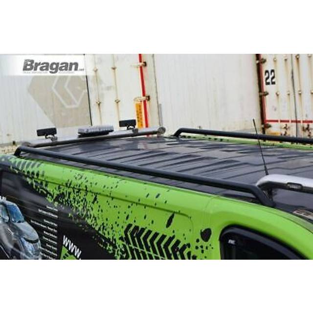 Roof Rails + Black Cross Bars To Fit Vw Transporter T5 04-10 Swb Steel - Black