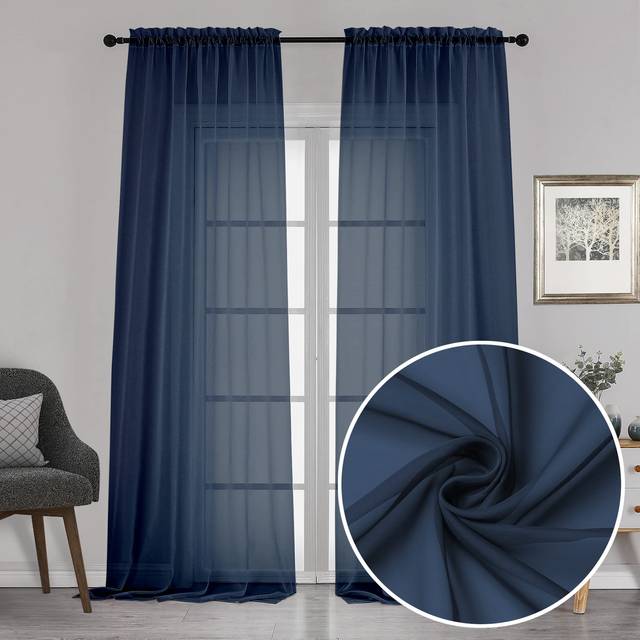 Chyhomenyc Extra Long Sheer Window Curtain Panels 120 Inch 2 PCS  Rod Pocket Durable Soft Touching Backdrop Drapes Window Treatment for Living Room/Fa