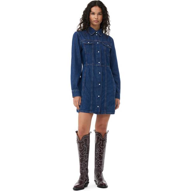 GANNI Raw Indigo Denim Mini Dress