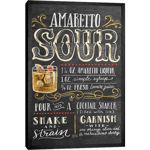 Amaretto Sour Recipe - Black Framed Canvas (66.04 cm H x 45.72 cm W)