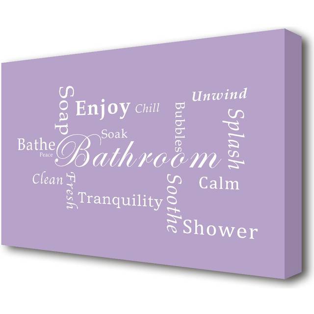'Bathroom Quote Bathroom Tranquility' Textual Art Print on Canvas in Purple (35.6 cm H x 50.8 cm W)