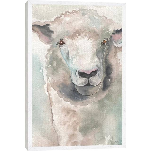 Muted Lamb by Elizabeth Medley - Painting Print on Canvas - White Framed (66.04cm H x 45.72cm W x 3.81cm D)