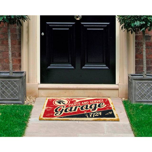 Piggott the Garage 45 x 75 cm Non-Slip Indoor Outdoor Door Mat - Red (45cm W X 75cm L)