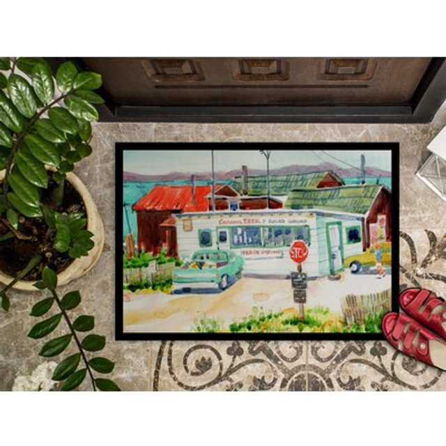 """""Caroline's Treasures Tacoma Beer and Boiled Shrimp Market Indoor or Outdoor Mat 18x27 6141MAT 18""""""""H x 27""""""""W Multicolor"""""