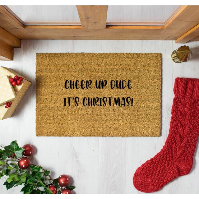 Cheer Up Dude It&#39;s Christmas Doormat - Beige (40cm W X 60cm L)