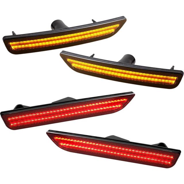 4PCS Front Rear LED Side Marker Lights for 2010-2014 Red Bumper Reflectors Turn Signal Light Lamp