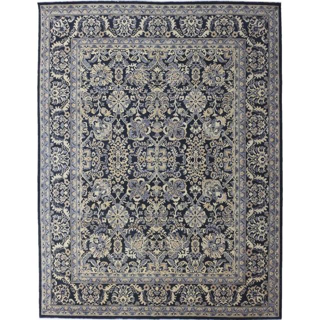 Hand-Knotted 100% Wool Black/Blue/Grey Rug (246cm W X 300cm L)