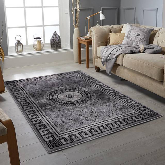 Fairmont Park Nia Machine Woven Dark Grey Indoor Rug Grey Rectangle 160cm x 230cm