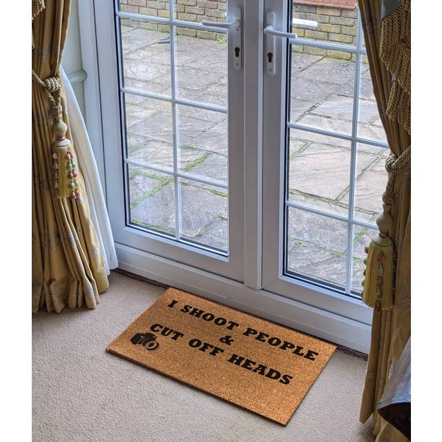 Provencher I Shoot People & Cut of Heads 40 x 70 cm Indoor Door Mat - Black (40cm W X 70cm L)