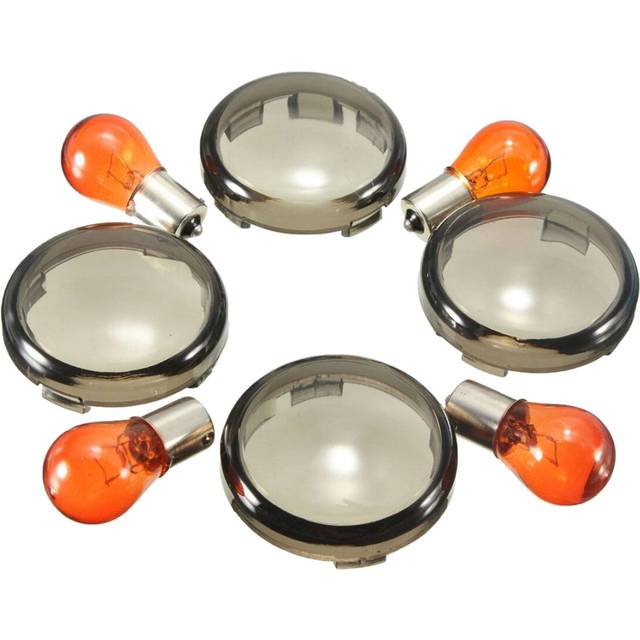 Motorcycle Turn Signals Light Bulbs Transformer Amber Lens For Softail Smoke