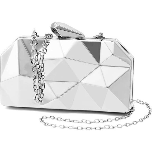 Women Lattice Pattern Metal Evening Clutch Bag,Geometric Evening Clutch Purse Handbag Wedding Party Prom Formal