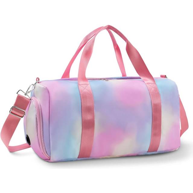 Travel Duffel Bag Waterproof Sports Gym Bag Tie-dye Dance Bag forTeen Overnight Duffel Bag with Shoe Compartment Ballet Small Gym BagPink Rainbow