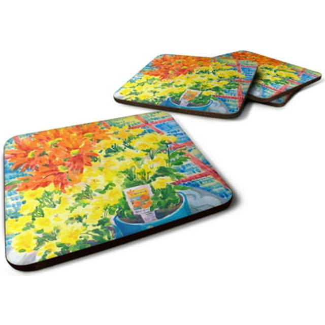 """""Caroline's Treasures 6005FC Flower-Mums Foam Coasters (Set of 4)  3.5"""""""" H x 3.5"""""""" W  Multicolor"""""
