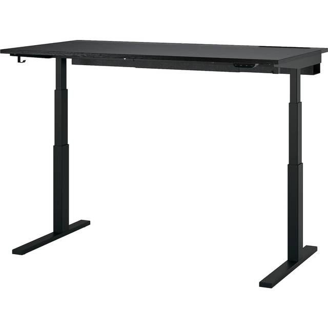 MITTZON skrivbord sitt/stå, elektrisk svartbetsad askfaner/svart, 160x80 cm