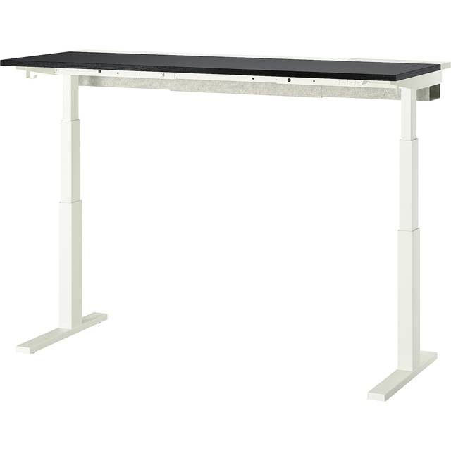MITTZON skrivbord sitt/stå, elektrisk svartbetsad askfaner/svart vit, 160x60 cm