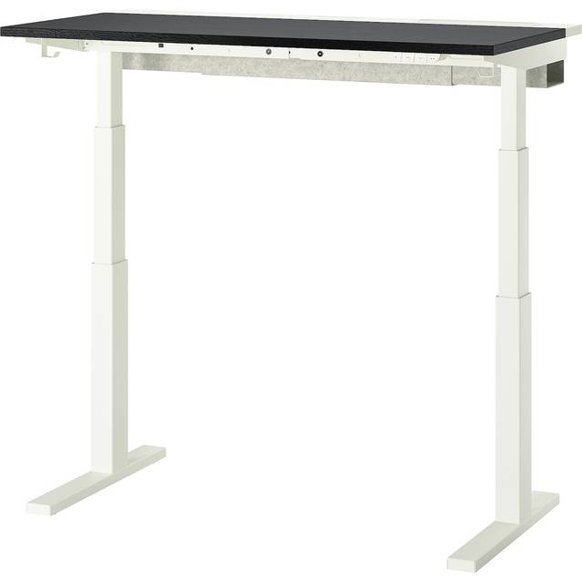 MITTZON skrivbord sitt/stå, elektrisk svartbetsad askfaner/svart vit, 120x60 cm