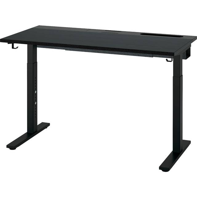 MITTZON skrivbord, svartlaserad askfaner/svart, 120x60 cm