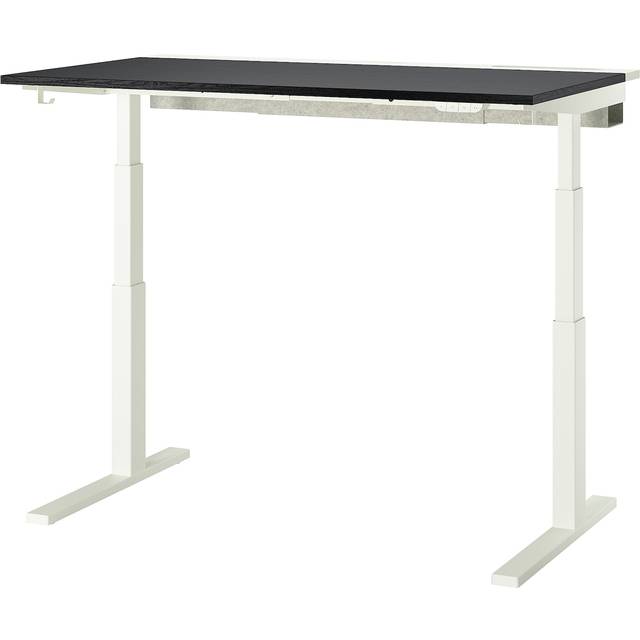 MITTZON skrivbord sitt/stå, elektrisk svartbetsad askfaner/vit, 140x80 cm