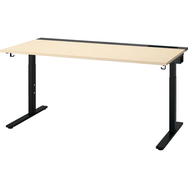 MITTZON skrivbord, björkfaner/svart, 160x80 cm