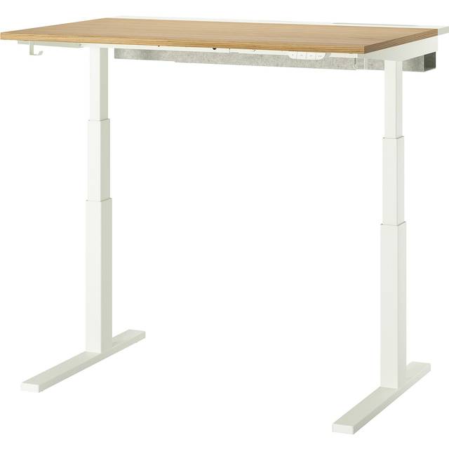 MITTZON skrivbord sitt/stå, elektrisk ekfaner/vit, 120x80 cm