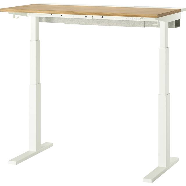 MITTZON skrivbord sitt/stå, elektrisk ekfaner/vit, 120x60 cm