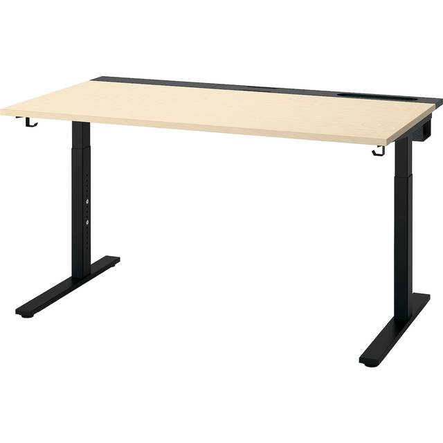 MITTZON skrivbord, björkfaner/svart, 140x80 cm
