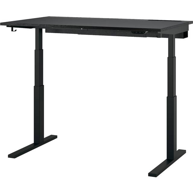 MITTZON skrivbord sitt/stå, elektrisk svartbetsad askfaner/svart, 140x80 cm