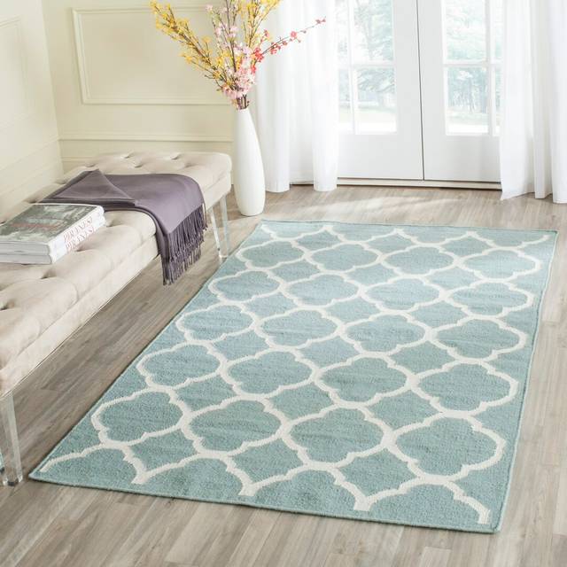 Triplett Handmade Flatweave Wool/Silk Blue/Ivory Rug (Rectangle 121 x 182cm)