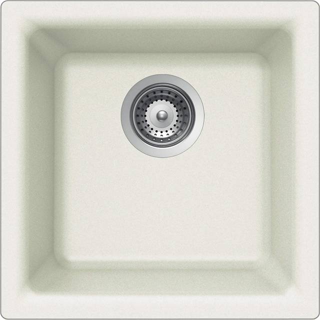 Houzer Quartztone Granite Dual Mount 13 x 13 inch Single Bowl Bar Sink  White  E-100-CLOUD