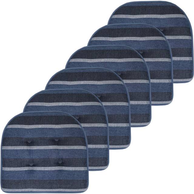 Sweet Home Collection Chair Cushion Memory Foam Pads Tufted Slip Non Skid Rubber Back U-Shaped 17 x 16 Seat Cover  6 Count Pack of 1  Bradford Steel B