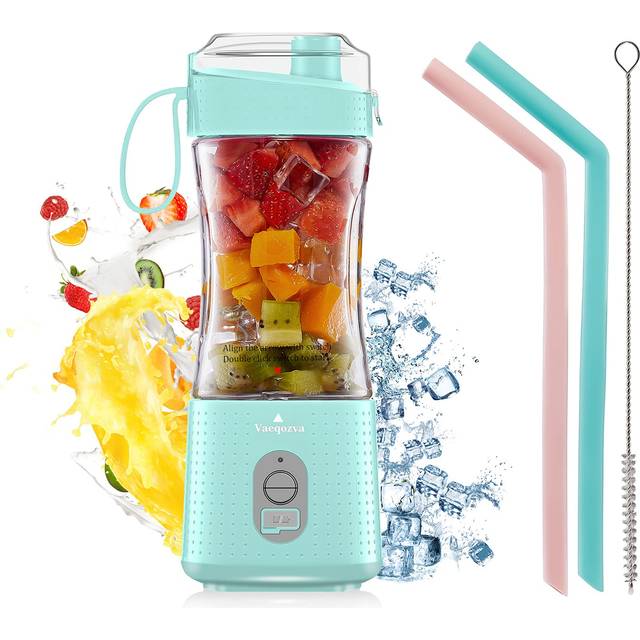 Vaeqozva Portable Blender USB Rechargeable Personal Mixer Fruit Mini Blender for Smoothie, Fruit Juice, Protein Shake, Milk Shakes Light Blue