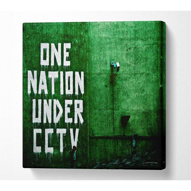 One Nation Under Cctv Green - Wrapped Canvas Art Prints (101.6cm H x 101.6cm W x 10cm D)