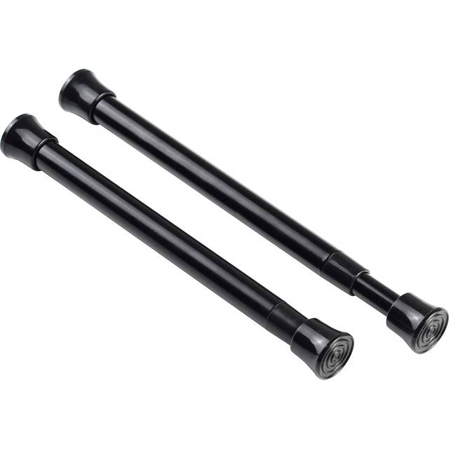 KXLIFE 2 Pack Small Spring Tension Curtain Rod  Thin Tension Rod No Drill for Window Cupboard Closet (Black  7.5 to 11.5 Inch)