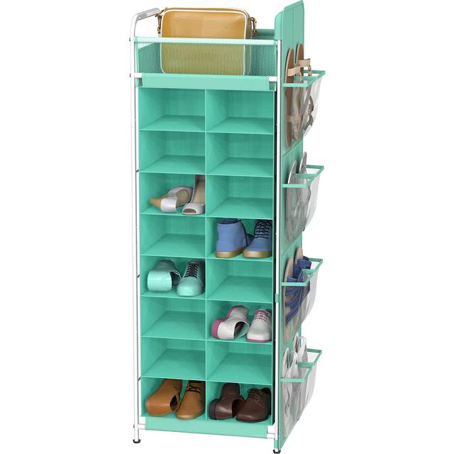 Simple Houseware Shoe Stand Tower Rack w/side hanging bag 20-Pair  Turquoise