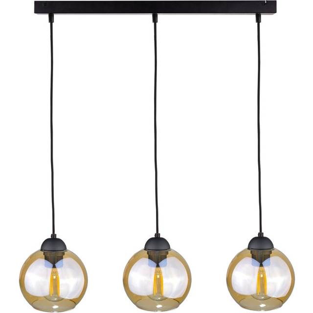 3 - Light Kitchen Island Globe Pendant - Black (16cm H X 14cm W X 14cm D)