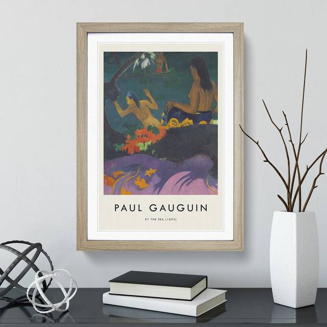 By the Sea by Pierre-Auguste Renoir - Picture Frame Art Prints - Oak (36cm H x 27cm W x 2cm D)
