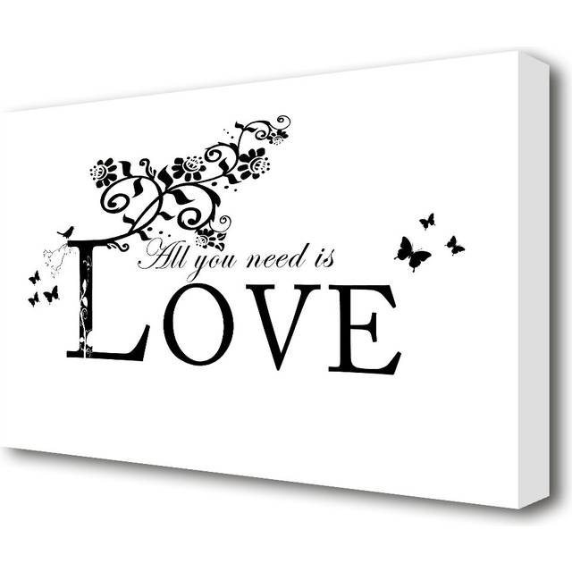 &#39;All You Need Is Love&#39; Textual art Print on Wrapped Canvas in White (81.3 cm H x 121.9 cm W)