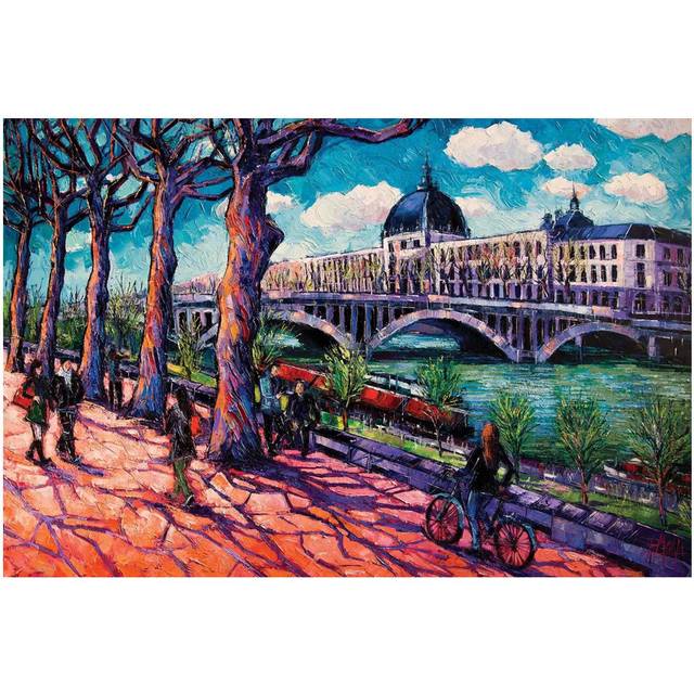 Spring on the Banks of the Rhône Lyon France by Mona Edulesco - Wrapped Canvas Painting (30.48cm H x 45.72cm W x 1.91cm D)
